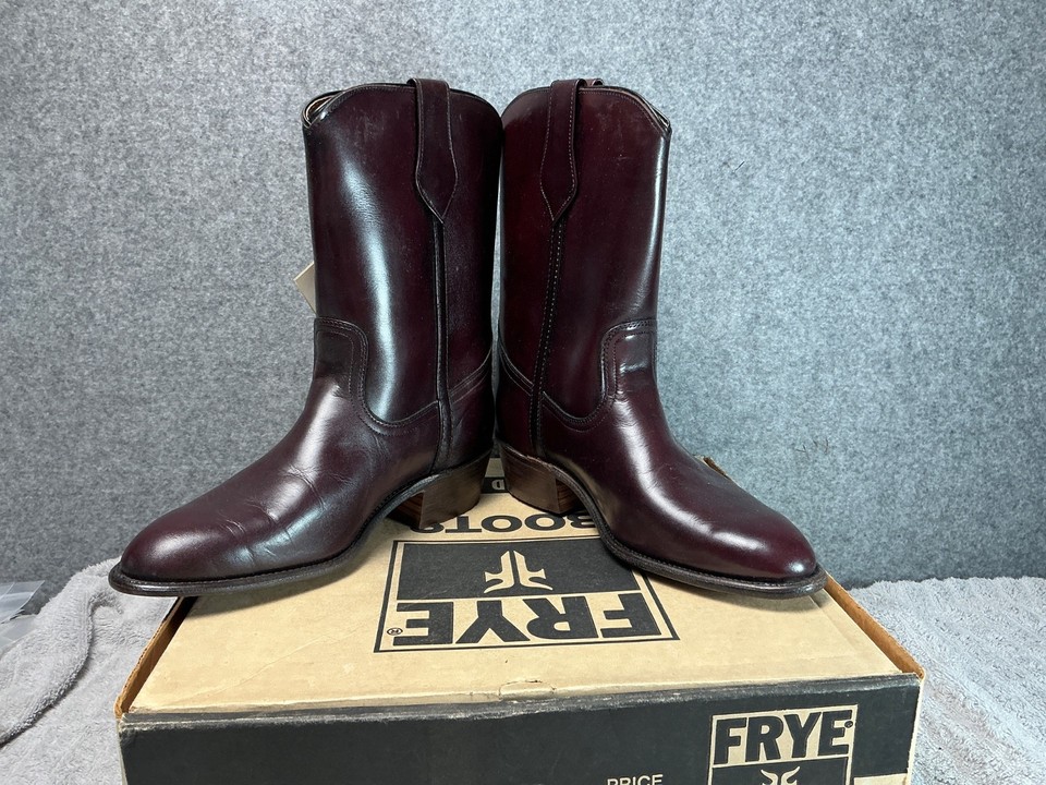 NOS Frye 3150 Men's Roper Cowboy Boots In Antique Burgundy Vintage ...