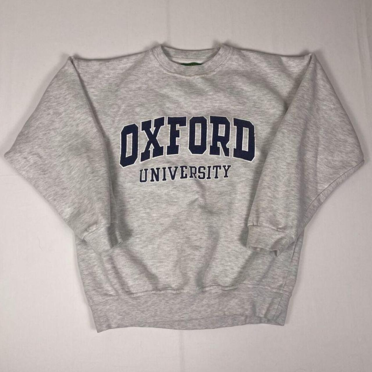 Sudadera gris y azul marino Oxford University gráfica cuello redondo, gráfico universitario