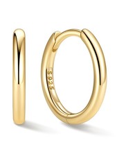 14K Gold Plated Huggies Earrings for Women 14K Gold Plated 10MM Hoop Earrings...