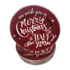 222 Fifth Porcelain Christmas Tunes Dinner Plate Set Of 6 NEW