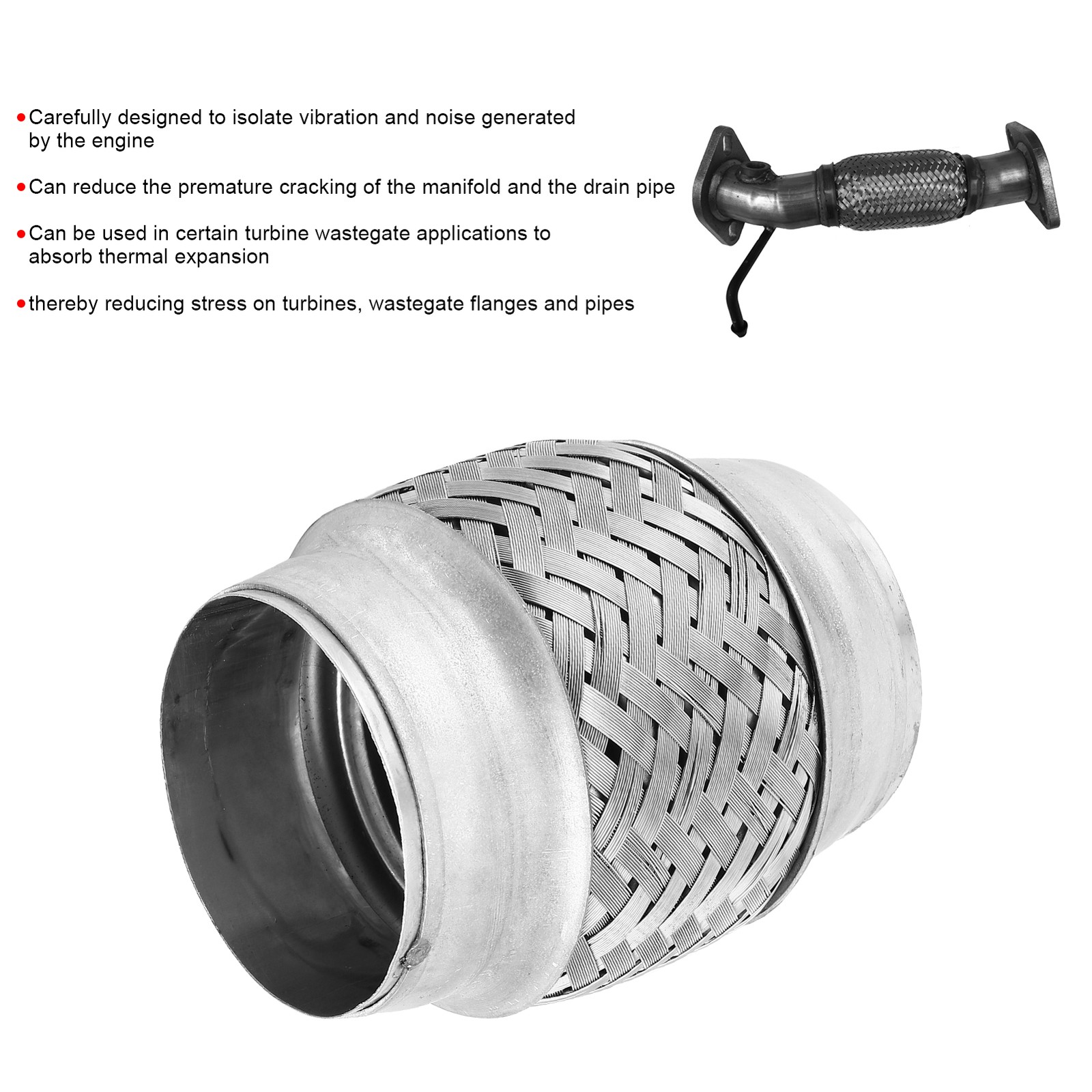 › Exhaust Pipe Bellows Stainless Steel Braiding Flexible Hose 2.5in Dia 4in