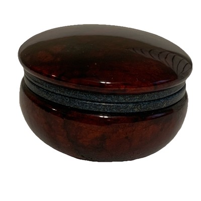 Italian Round Albaster Hinged Trinket Box