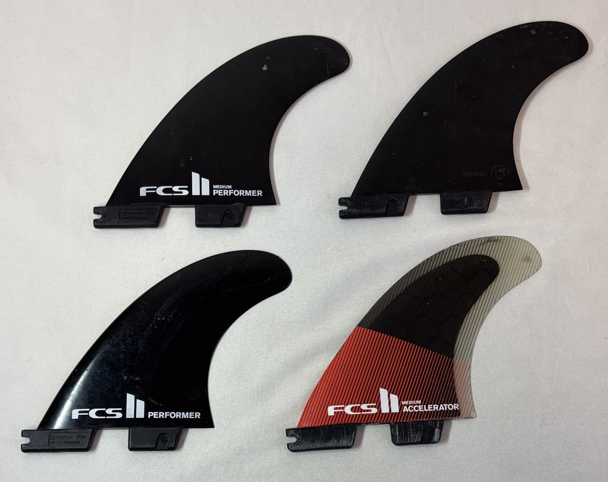 four used surfboard fins ~ FCS II MEDIUM PERFORMER, MEDIUM