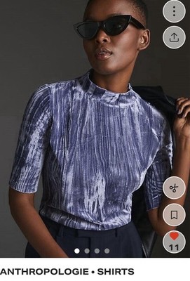 Anthropologie Pilcro Crushed Purple velvet top