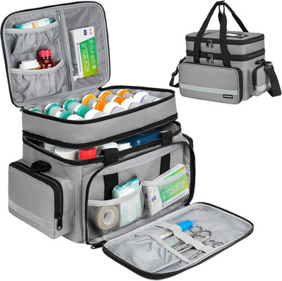 Large Pill Bottle Organizer Double Layer Medicine Storage Bag