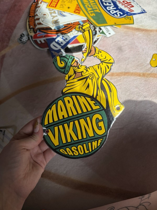 Porcelain Marine Viking Gasoline Sign