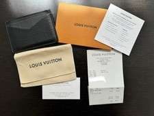 Louis Vuitton Black Leather Textured Pocket Card Holder M62170 for Men
