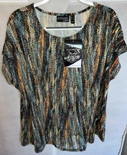 Attitudes by Renee ‘global wave’ Global Illusions Como Jersey top Size Large