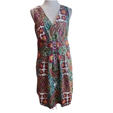Tommy Hilfiger Sleeveless Sz 8 Dress Vibrant Floral Paisley Shift Sundress Beach