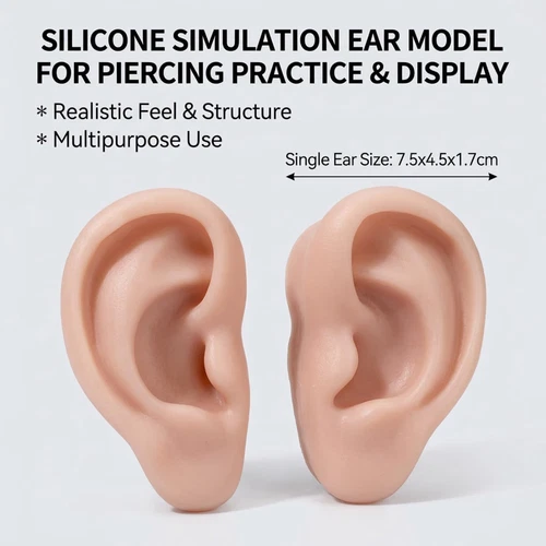 Silicone Ear Model 1 Pair Soft Ear Model, Human Ear Model Flexible Fake Ear S... image 4