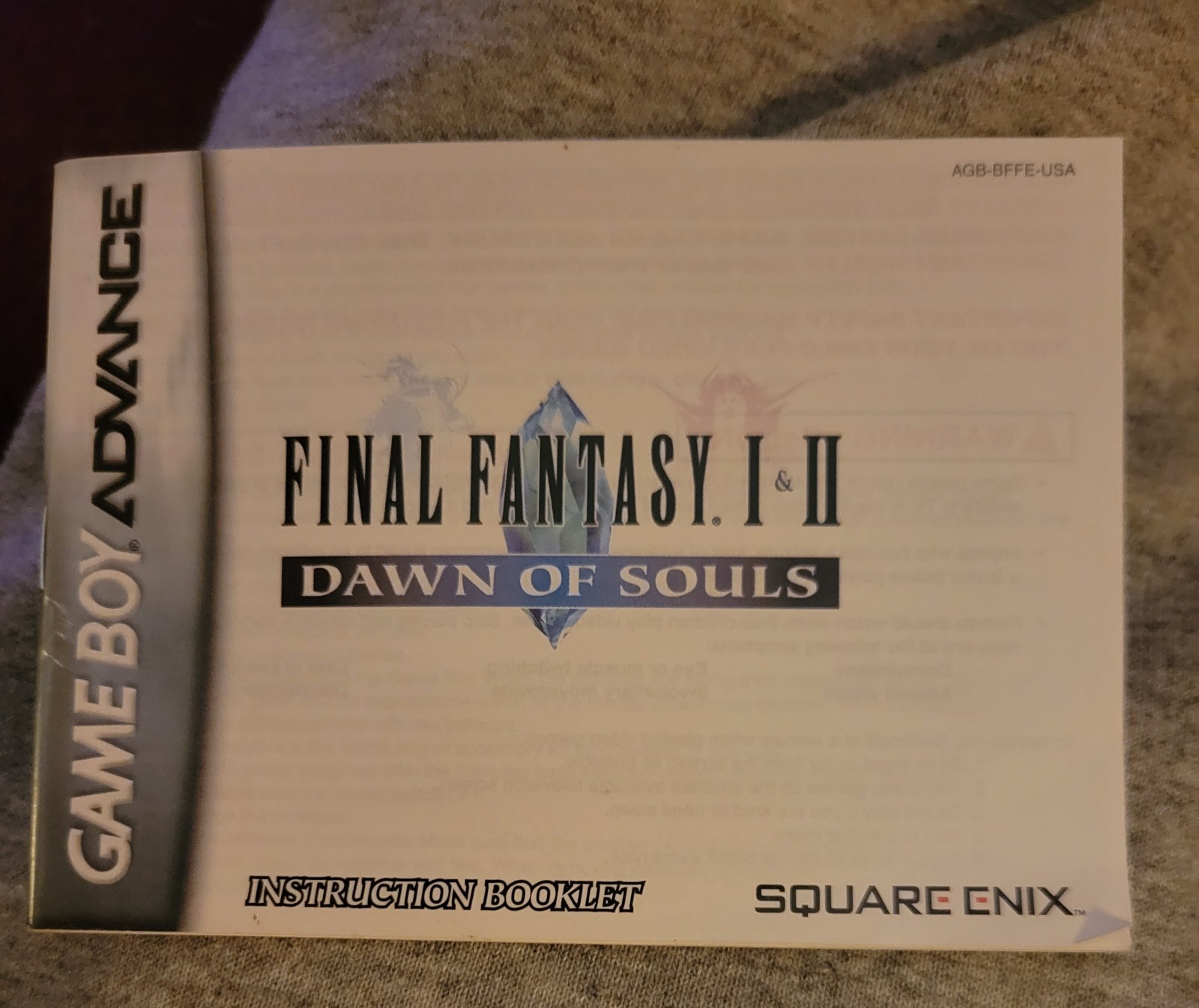 Final Fantasy I and II Dawn of Souls 1 & 2 (Game Boy Advance) *MANUAL ONLY*