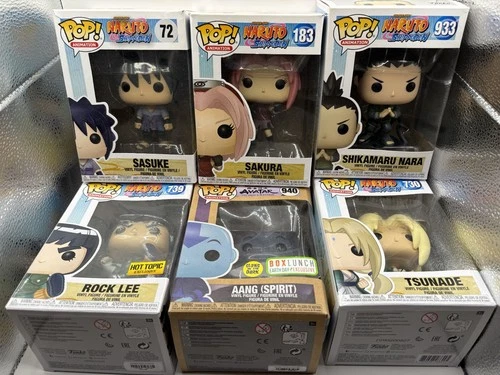 Naruto & Avatar Funko Pop Bundle - Sasuke Sakura Tsunade Rock Lee Aang 6 Figures