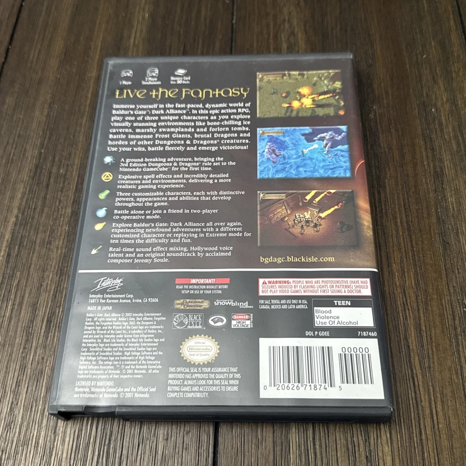 Baldur's Gate Dark Alliance Nintendo GameCube Video Game Complete CIB w/ Manual - Image 2 of 4