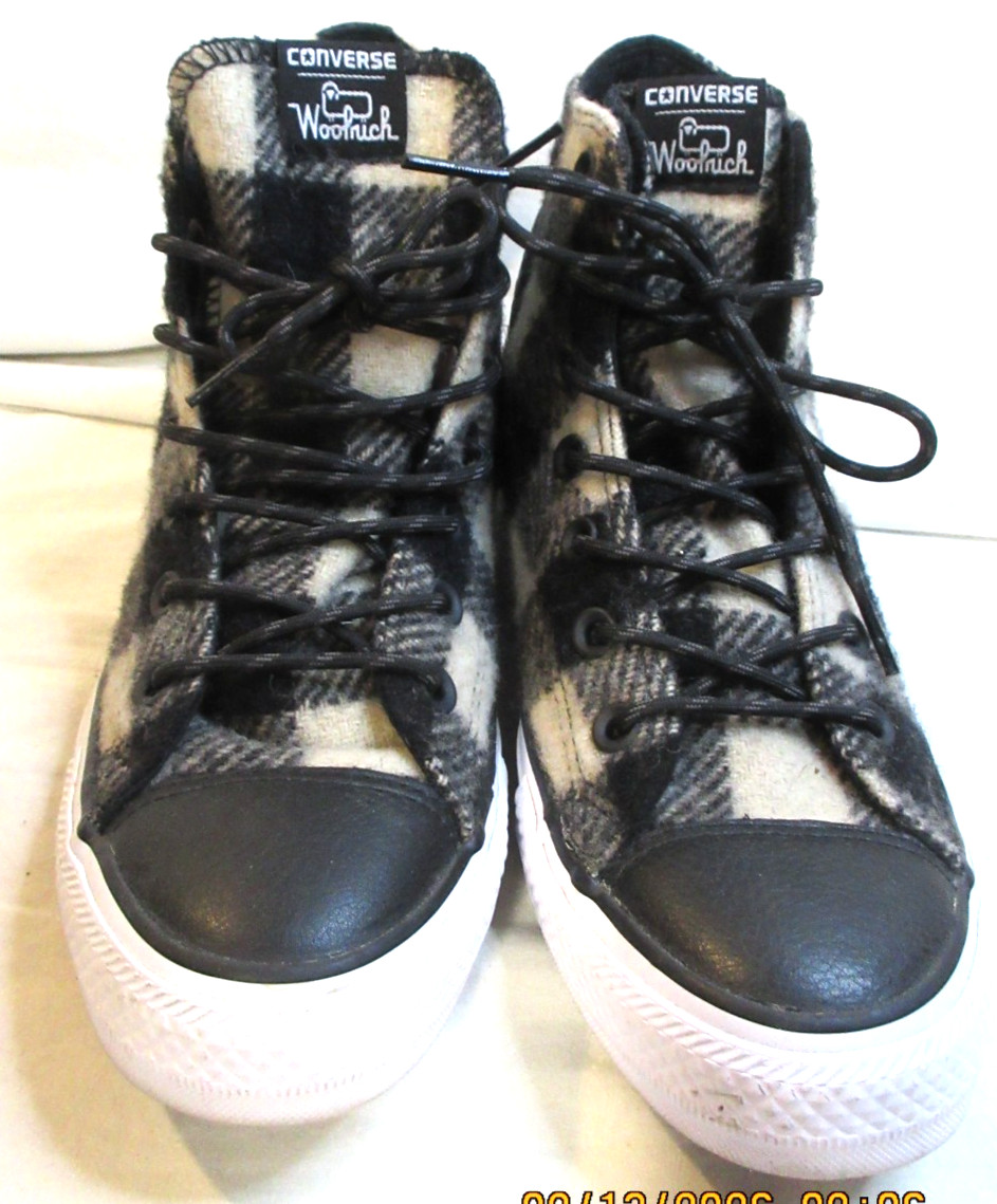COLLECTIBLE~RARE~WOOLRICH CONVERSE ALL STAR HIGH TOPS~PLAID WOOL & LEATHER