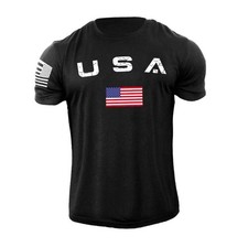 New Men's USA Flag T Shirt American Patriotic 100 Cotton