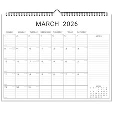 2026 Wall Calendar, 12 Month 14.8  x11.5  Year Monthly White1 14.5x11 Horiz