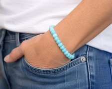 8mm Amazonite Rondelle Beaded Gemstone Bracelet: Sterling Silver Toggle