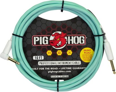 Pig Hog Hex Series Silent Cable 3m Seafoam Green Gitarre Winkel Klinke Kabel