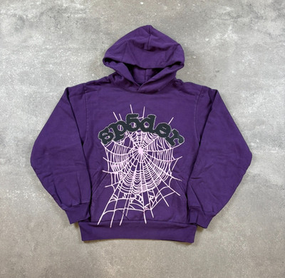 Sp5der Web Hoodie Purple Spider Web Logo Print
