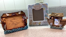 3 NOAH  S ARK PICTURE FRAMES  2 are Resin Hand Painted