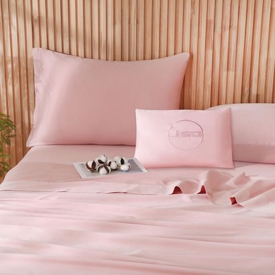 JSD 100% Cotton Sheet Set Queen, Dusty Pink Sateen Sheets 300 Thread Count, Soft