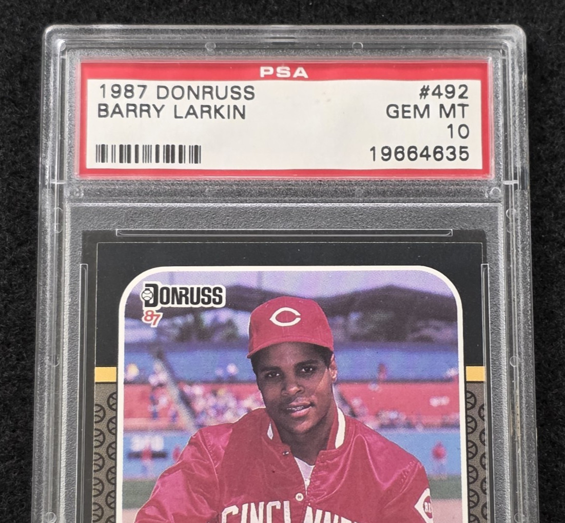 1987 BARRY LARKIN Signed Donruss ROOKIE Card-CINCINNATI REDS-PSA 10 view 3
