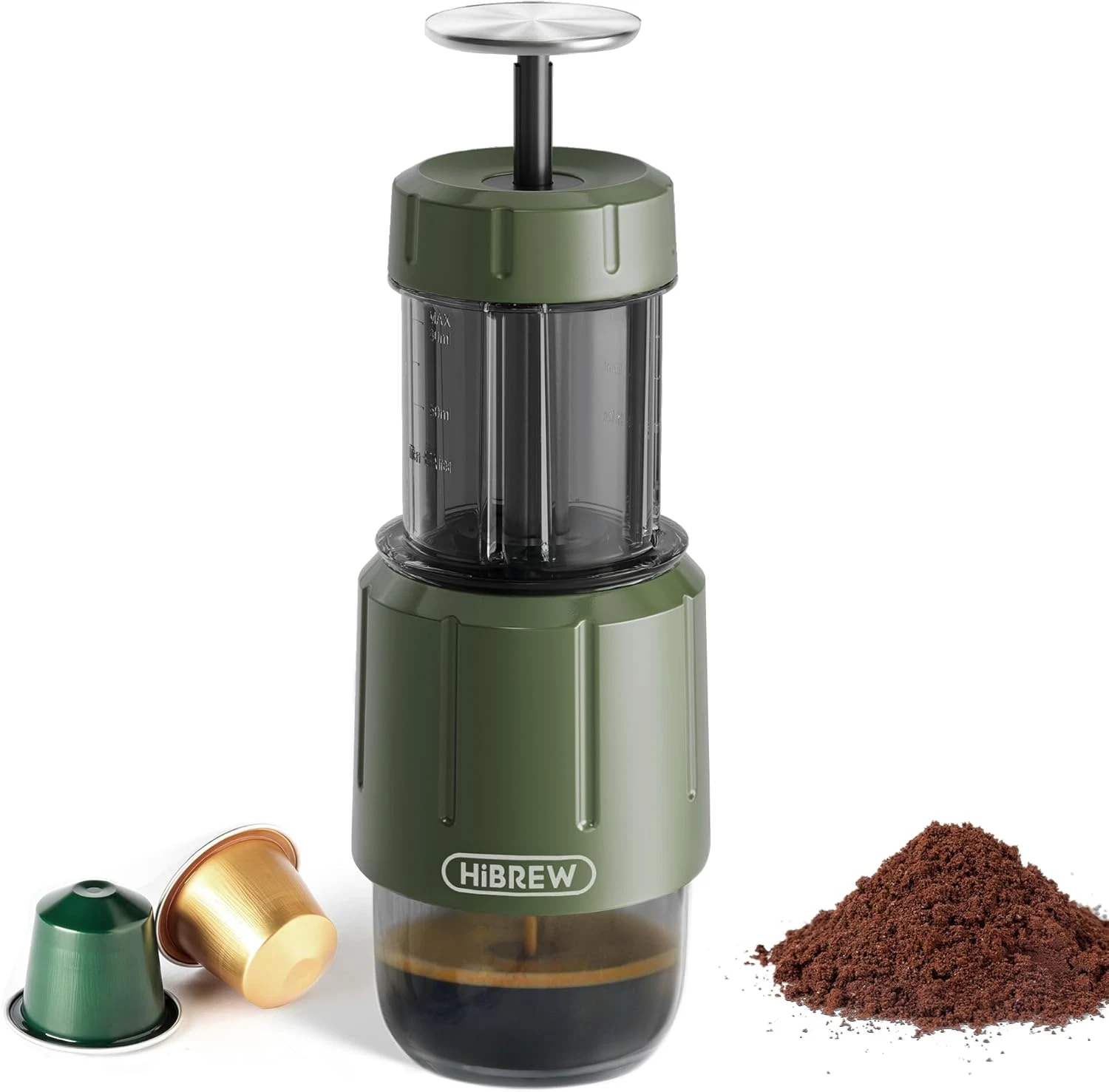H4D Portable Manual Espresso Maker for Camping & Travel with Built-In Cup