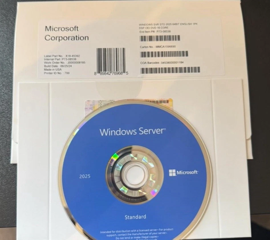 Microsoft Windows Server 2025 Estándar 16 Núcleos | NUEVO SELLADO | ENVÍO EL MISMO DÍA