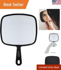 Elegant Black Handheld Mirror 12"L x 9"W - Classic Distortion-Free Reflection