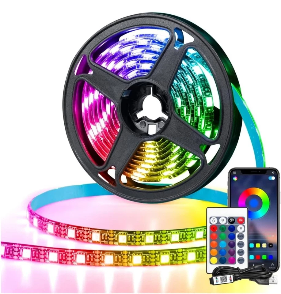 5.2ft RGB LED Light Strip with USB, Waterproof IP65 5050 SMD LED Strip Lights wi - Image 2 of 4