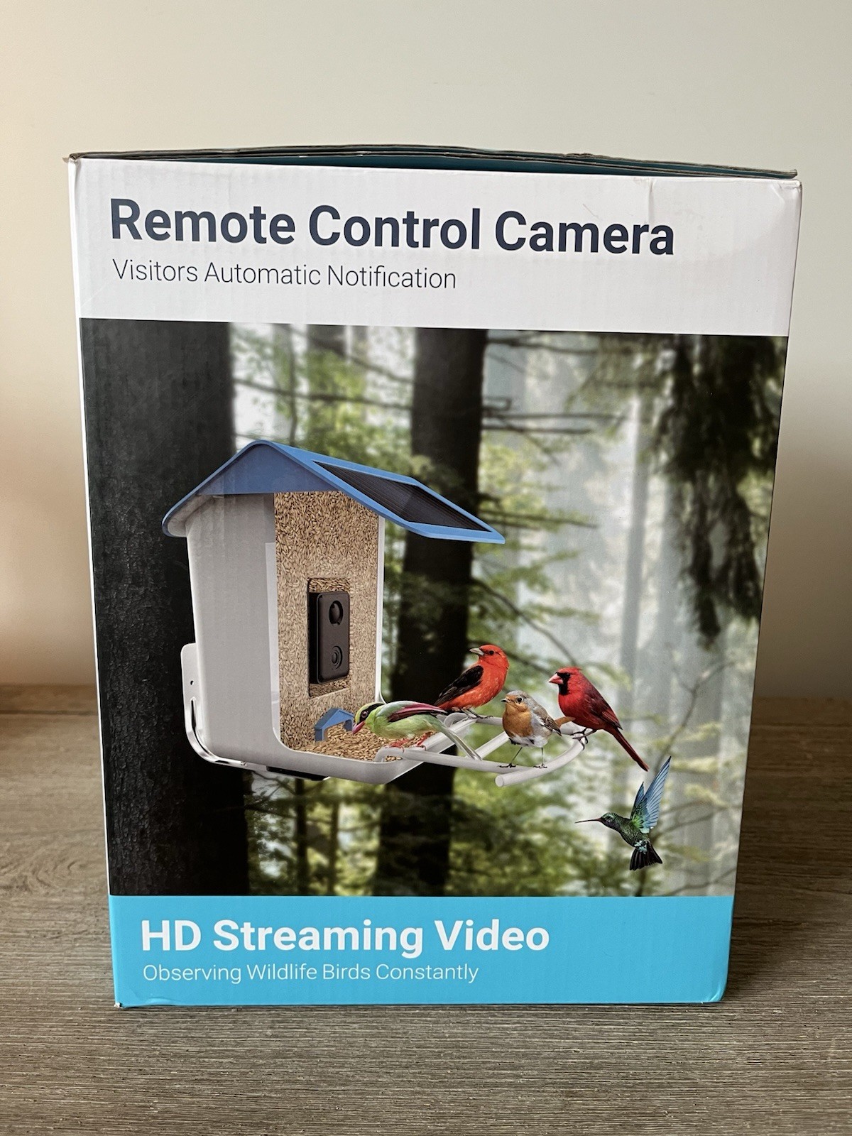 Smart AI Recognition Bird Feeder HD Streaming Video Solar Open Box