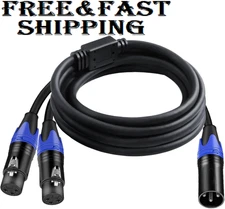 (5FT / 1 Pack) 1 Male to 2 Female XLR Y Splitter Micrphone Cable5ft, 3pin XLR Ma