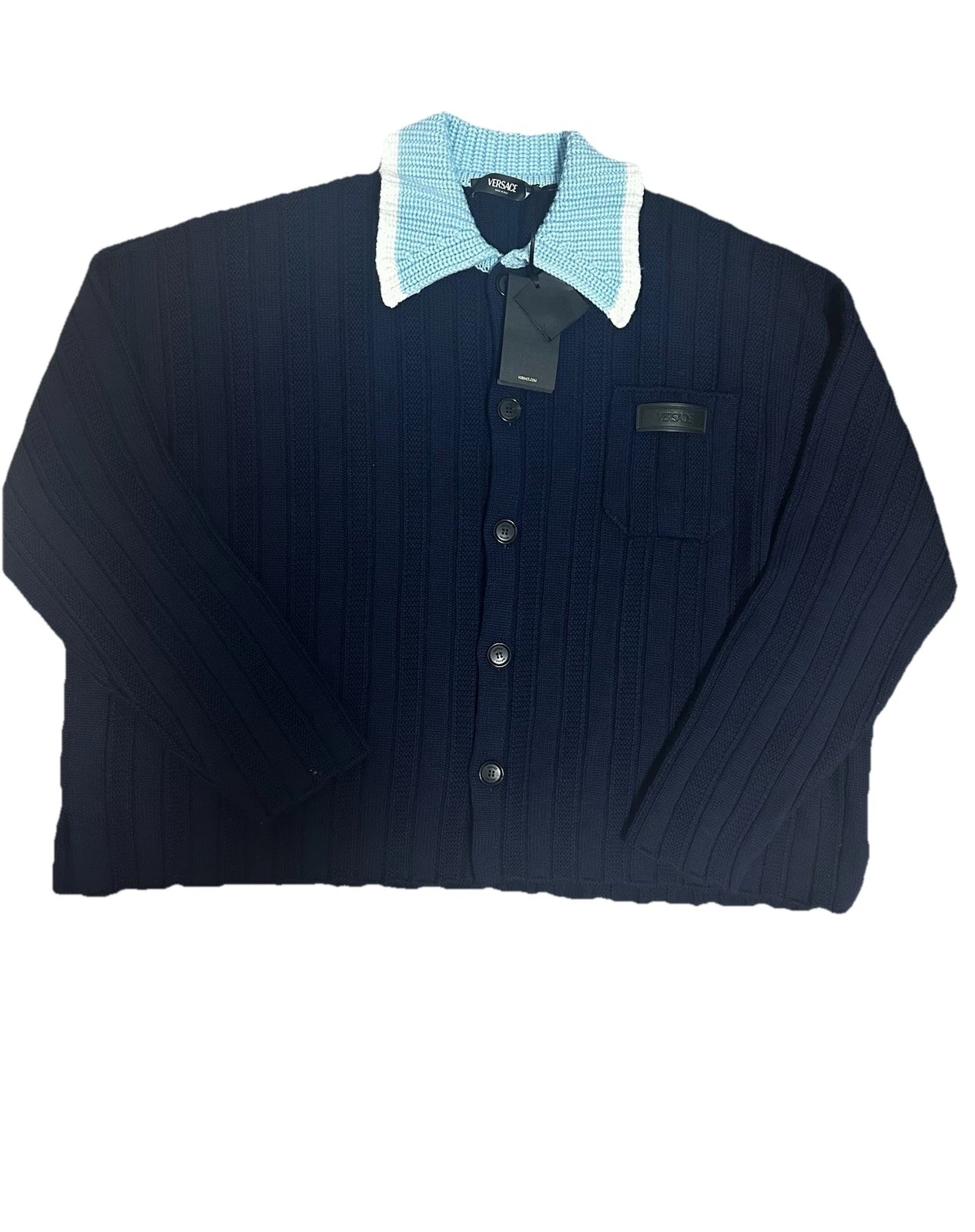 Versace — Versace Blue Knit Cardigan