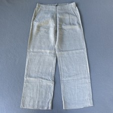 AYR The Alfresco Linen Wide Leg Pants Women Sz S Oatmeal Beige High Rise Pleated