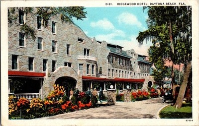 Vintage Ridgewood Hotel Daytona Beach Florida Linen Postcard 1930s