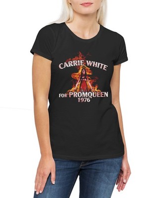 Promqueen 1976 Damen T-Shirt Halloween Carrie Classic Horror White Movie King