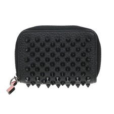 CHRISTIAN LOUBOUTIN Panettone Portamonete Portafoglio Compatto Pelle Nero 69EG191