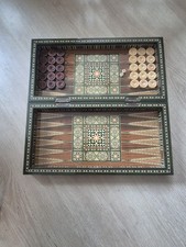 Vintage Yenigun Inlaid Backgammon Box / Checkers Board Old  14.5" 