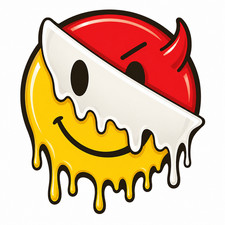 Happy Face - Devil - Sticker - Cute - Fun - Devil - Melting - Sticker Decal