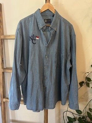 Blue Generation Denim Button-Up Shirt with NC State Flag Embroidery Size 2XL
