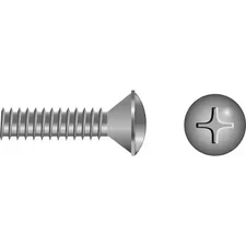 SEACHOICE 368 #10-24 x 3 in Phillips Oval Machine Screw, Plain Steel