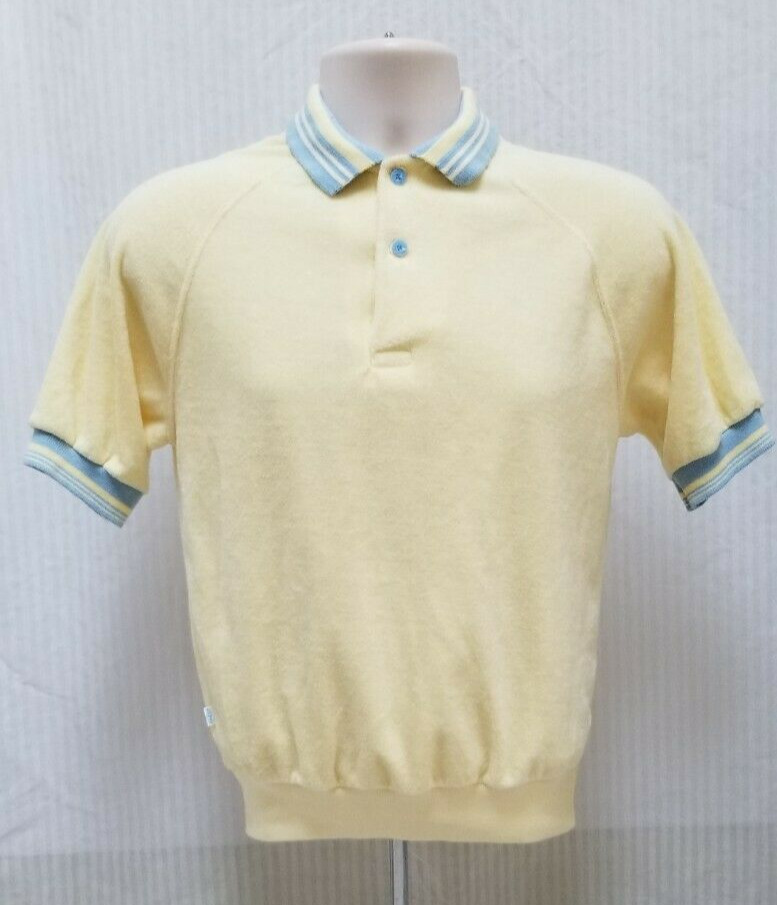 Vintage 1970's LEVI'S Yellow Velour Polo Shirt St… - image 1