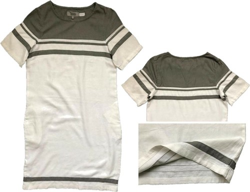 NEXT Womens Dress GREY WHITE Linen Blend Tunic Shift Pocket CRAZY CLEARANCE £5! - Picture 2 of 7