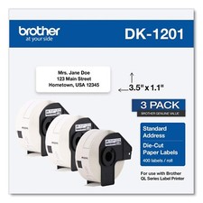 Brother DK-1201 Die-Cut Standard Rolled Address Labels for QL Printers (3 PACK)