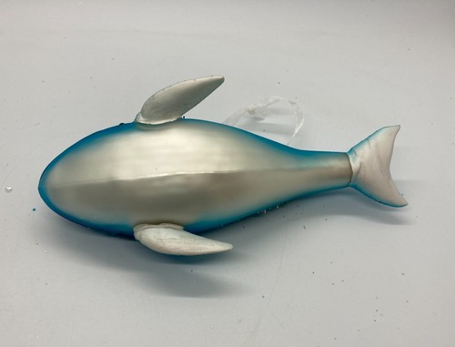 Blown Glass WHALE Ornament 6" highly embellished. New! In deep turquoise color - Picture 3 of 6