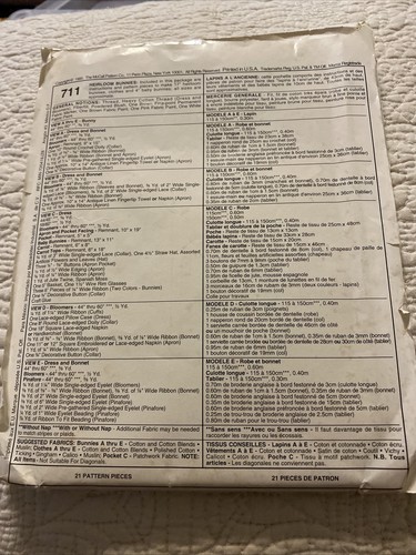 McCall's Crafts 711 Vintage Erbstück Hasen Hase Kleidungsmuster (1995) - Bild 2 von 3