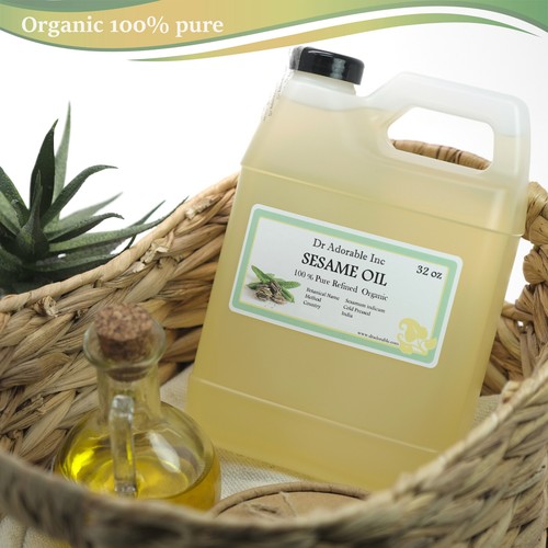 32 oz Premium Refined Sesame Seed Oil 100% Pure Organic Cold Pressed Best Fresh - Picture 2 of 5