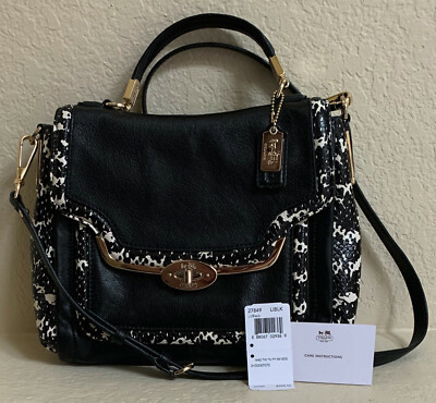 その他 m*g*m NWT Coach Madison Two-Tone Python Embossed Small Sadie Flap