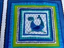 1960’s 3D Danish Modern CHICKEN COOP Squares Mid Century Novelty Vintage Fabric