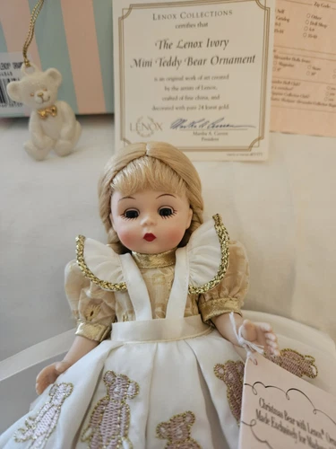 Madame Alexander 8" LENOX Exclusive Xmas Bear with ornament.